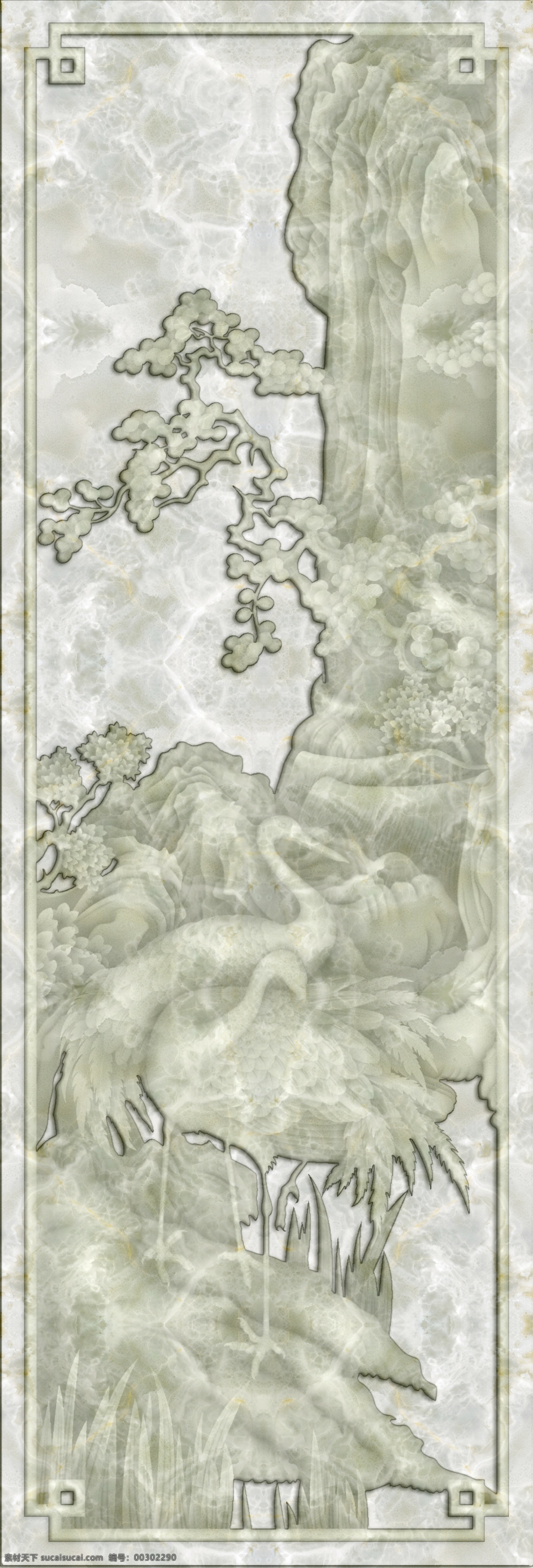 雙鶴 松山 石材 浮雕 效果圖 水 白鶴 室內(nèi)石材裝飾 屏風(fēng) 壁畫 長(zhǎng)幅 分層
