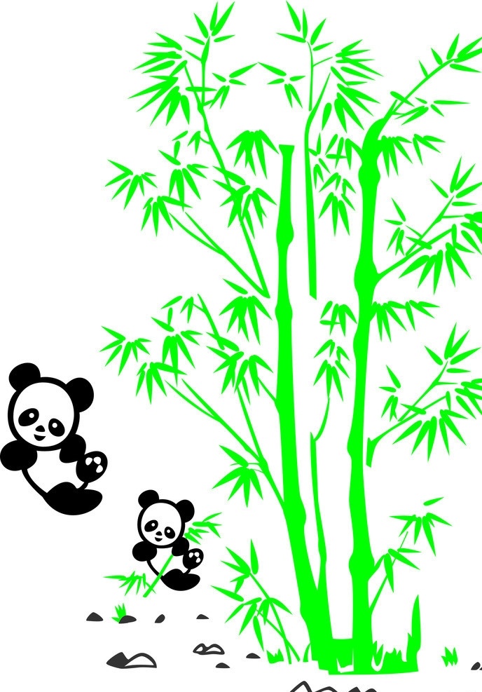 熊貓吃竹子 熊貓 竹子 可愛(ài)熊貓 竹 其他生物 生物世界 矢量
