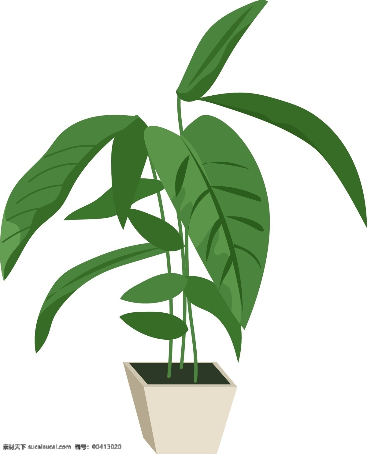 绿色 室内 摆设 植物 插图 白色花盆 绿色植物 卡通植物 原创图案 室内摆设 漂亮的绿植 精美的绿色