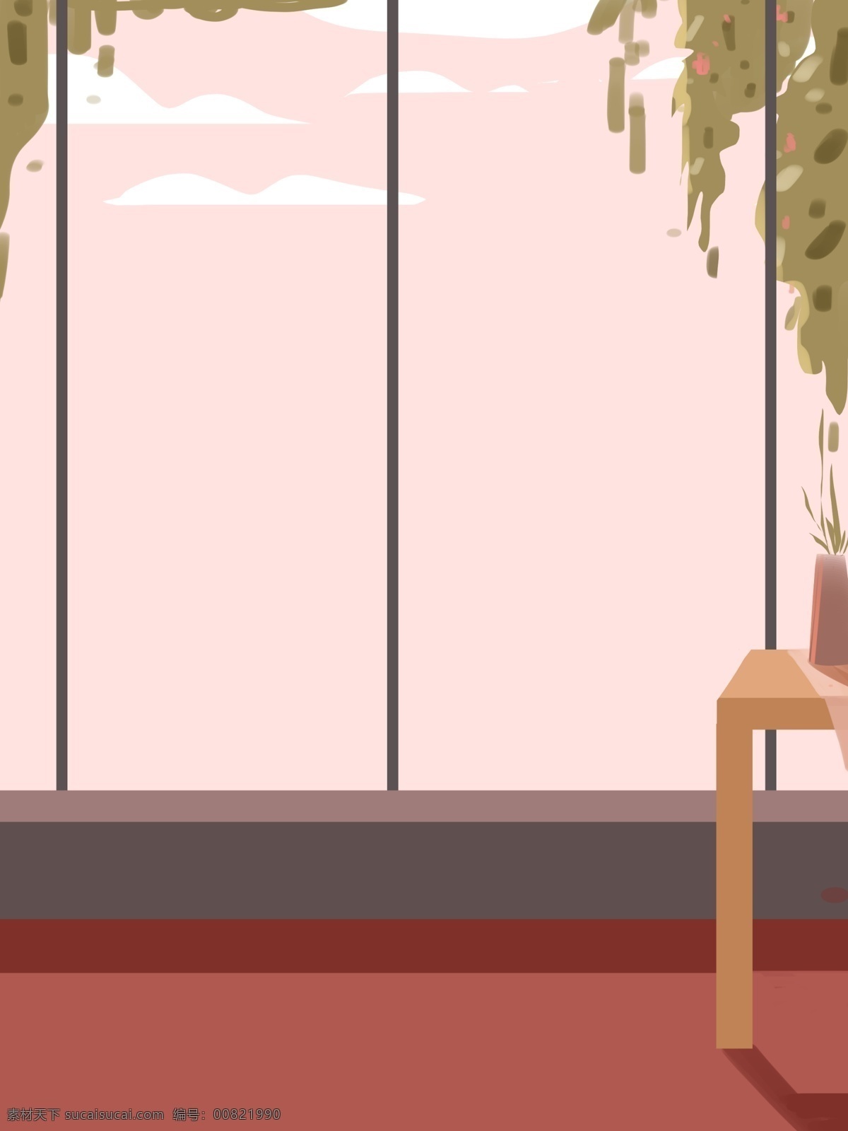 淺色 清新 居家生活 插畫 背 室內(nèi)插畫 通用背景 居家生活插畫 手繪背景 生活插畫背景 窗戶 植物