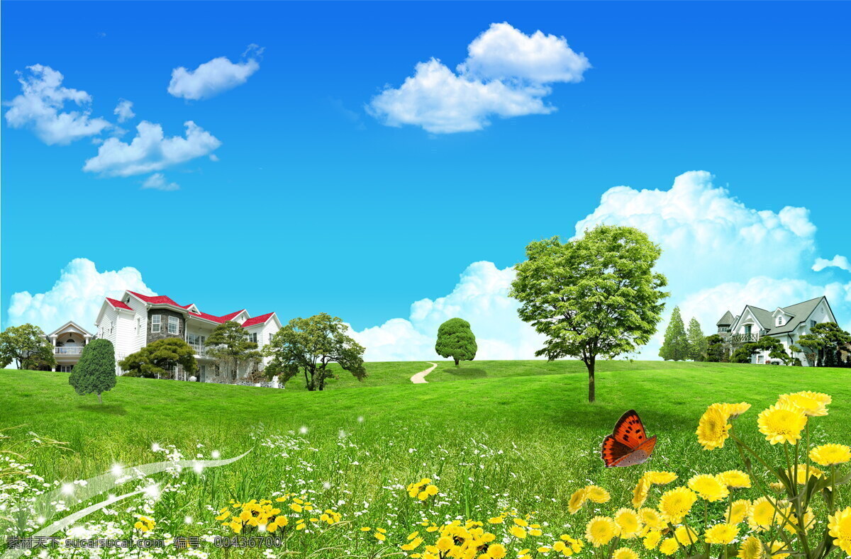 韓式自然背景 風(fēng)景 風(fēng)景圖 風(fēng)景圖片 風(fēng)景畫 花 花朵 藍天 白云 藍天白云 樹 綠樹 太陽 陽光 草地 綠草 自然景觀 自然風(fēng)光 韓式 高清