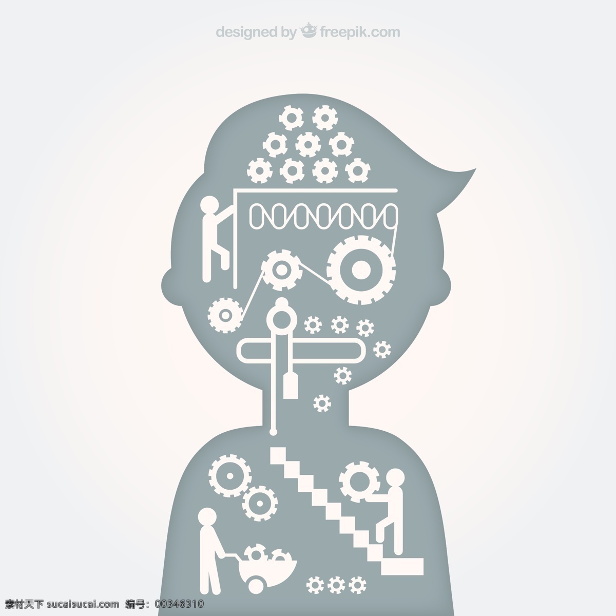 人體 內(nèi) 加工廠 人物 齒輪 思維 加工產(chǎn) 男子 矢量圖 矢量 高清圖片