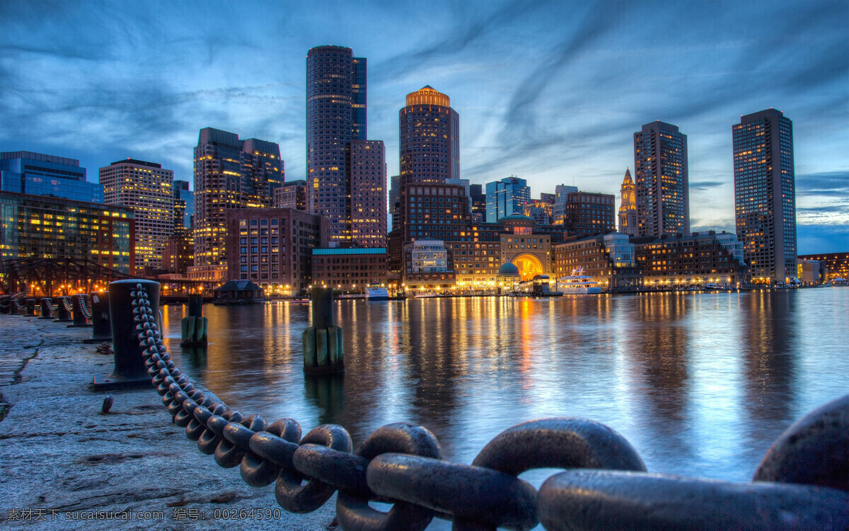 波士顿 城市 夜景 唯美 高清 建筑 绚丽 风景 自然景观 建筑景观