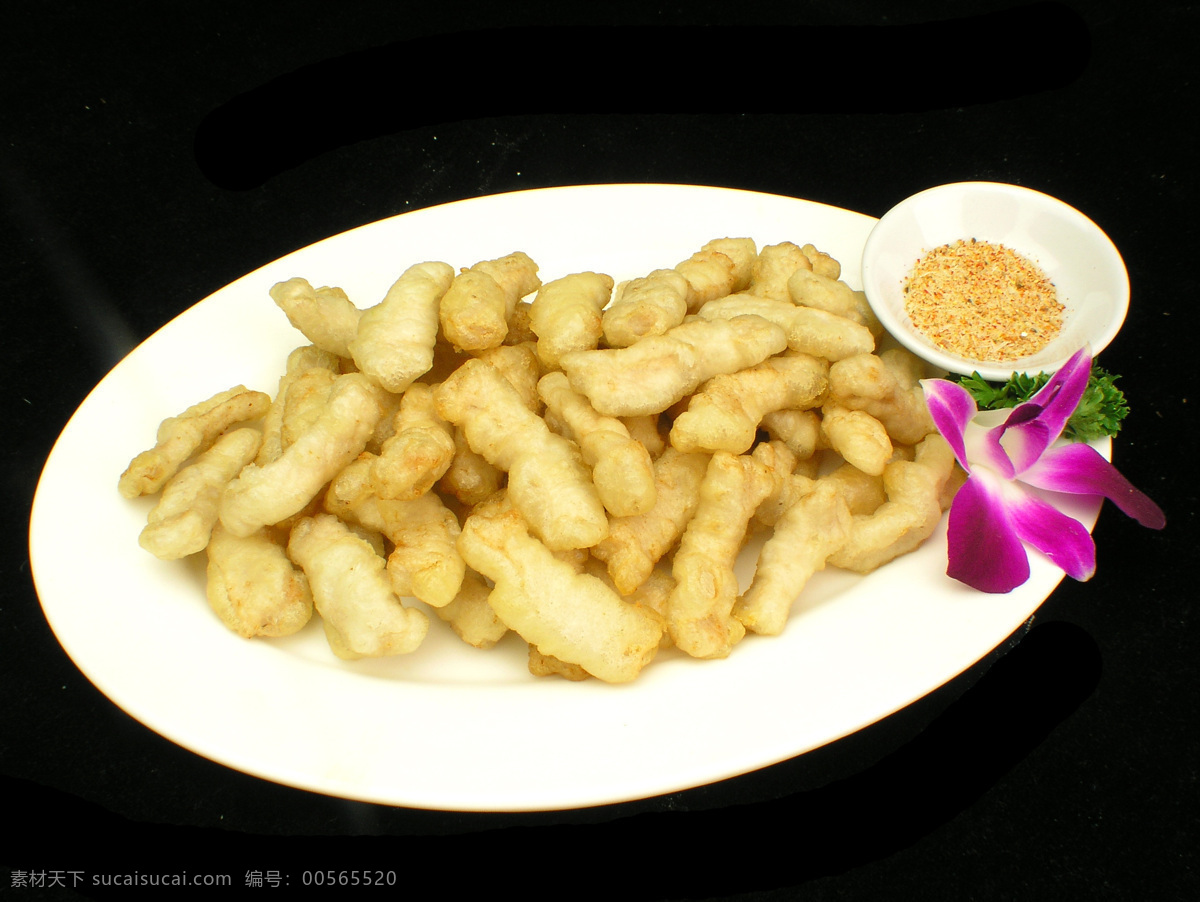軟炸里脊 里脊 油炸 中華美食 美味 熟菜 鮮花 裝飾 盤子 餐飲美食 傳統(tǒng)美食 攝影圖庫
