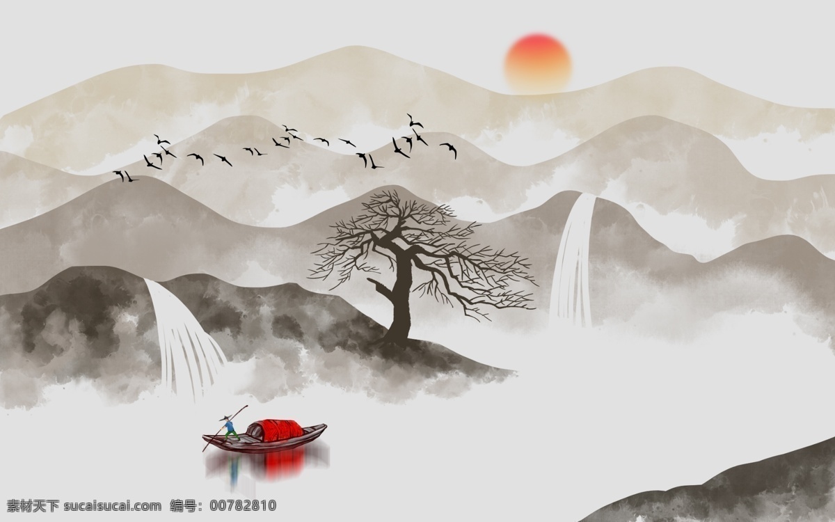 中式 山水 創(chuàng)意 玄關(guān) 屏風(fēng) 電視 背景 墻 電視背景墻 壁畫 底紋