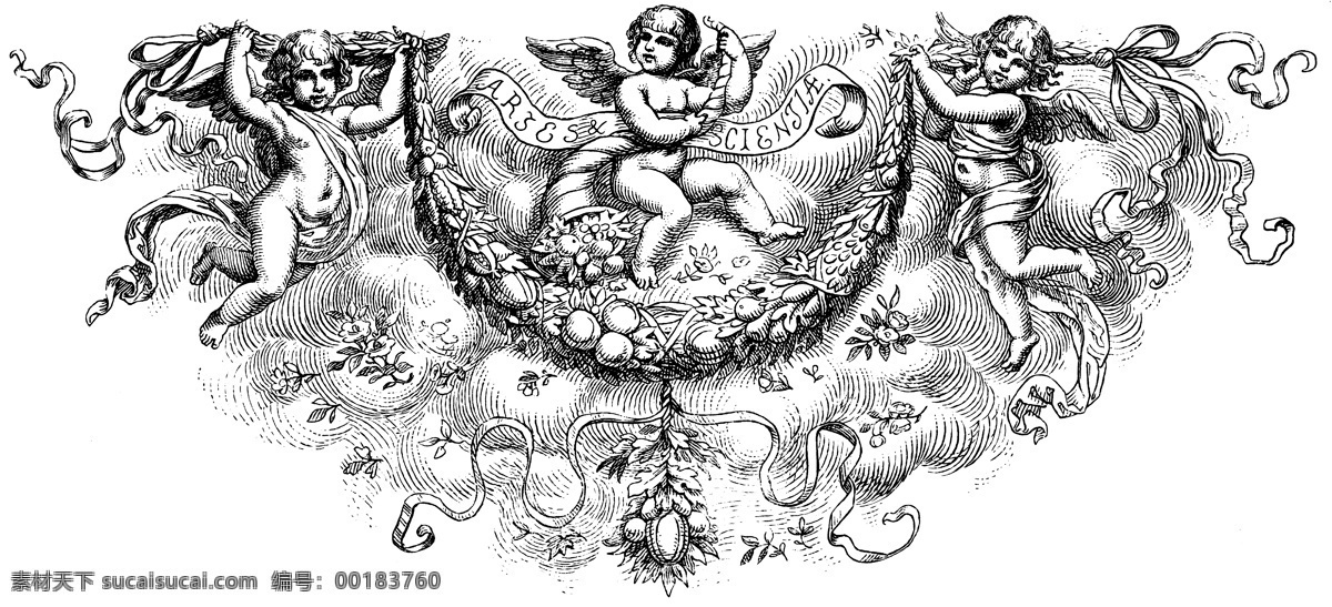 天使 宗教神話 古典紋飾 歐式 圖案 歐式圖案 設(shè)計素材 裝飾圖案 書畫美術(shù) 白色