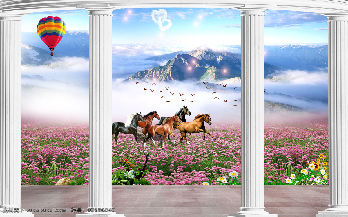 美的享受 風(fēng)景 花草 馬 白色