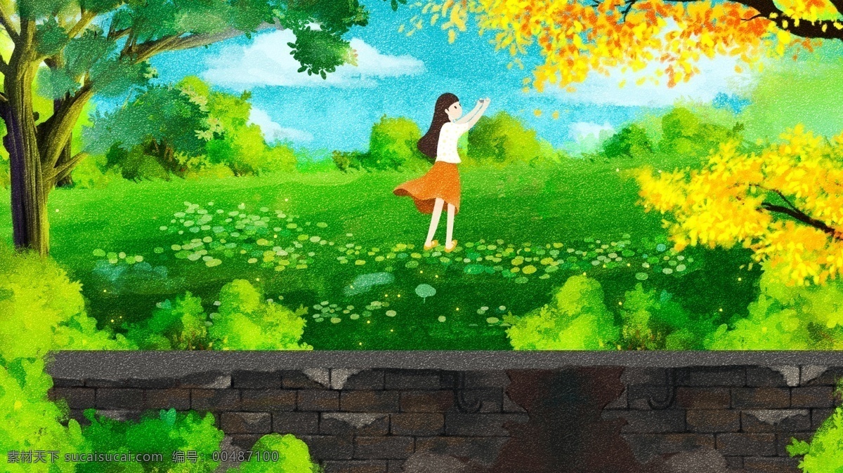 唯美 清新 立夏 夏天 草地 夢想 插畫 夏季 夏天你好 你好夏天 你好夏季 夢想插畫 小清新 小女孩 公眾號插畫 電商插畫 朋友圈壁紙 手機配圖