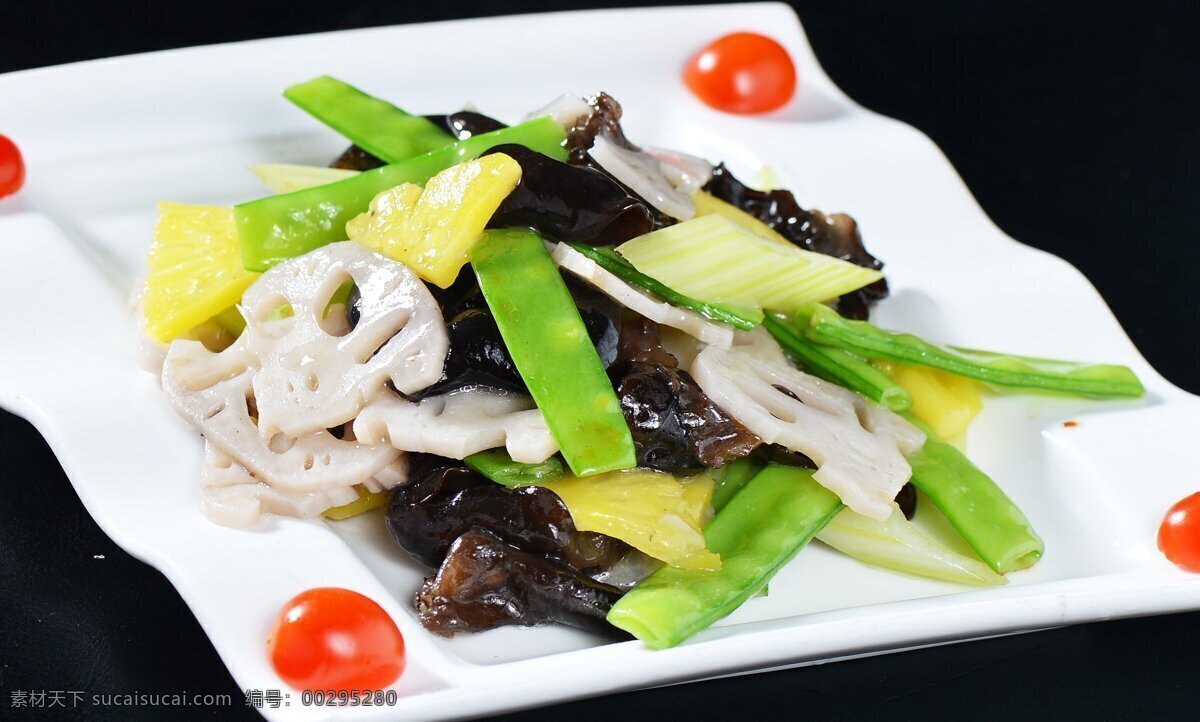 彩虹果蔬 清炒時蔬 藕片四季豆 小炒黑木耳 小炒果蔬 果蔬混合炒 餐飲美食 傳統(tǒng)美食