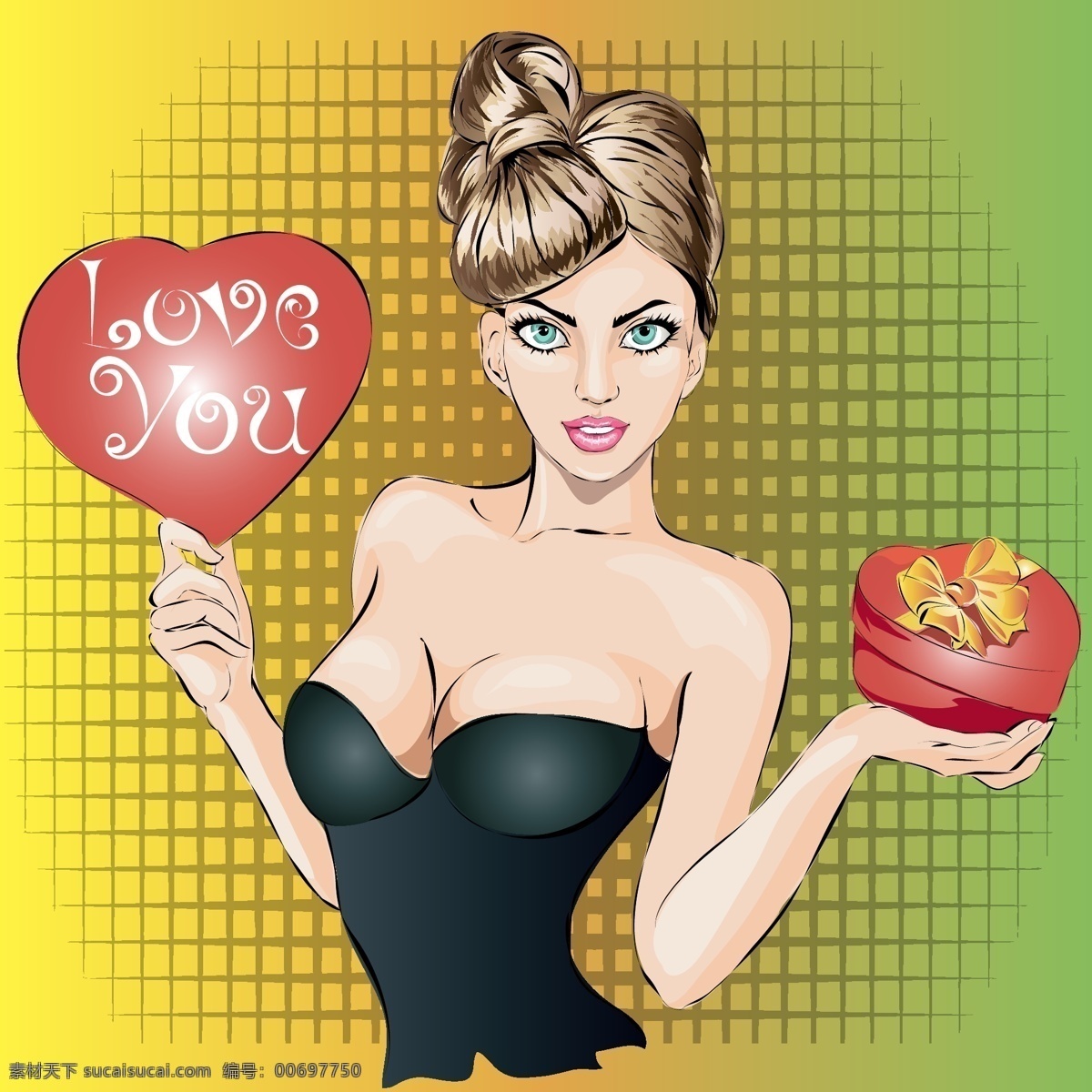 美女插畫 美女 插畫 美食 性感 歐美 共享素材
