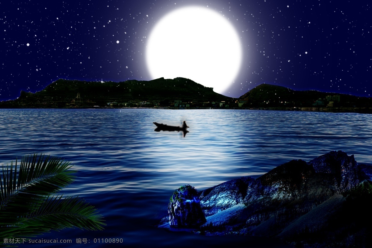 安靜的夜色 月亮 船 人 山 水 河 星星 星空 風(fēng)景 晚上 夜色 藍(lán)色 自然景觀 自然風(fēng)光
