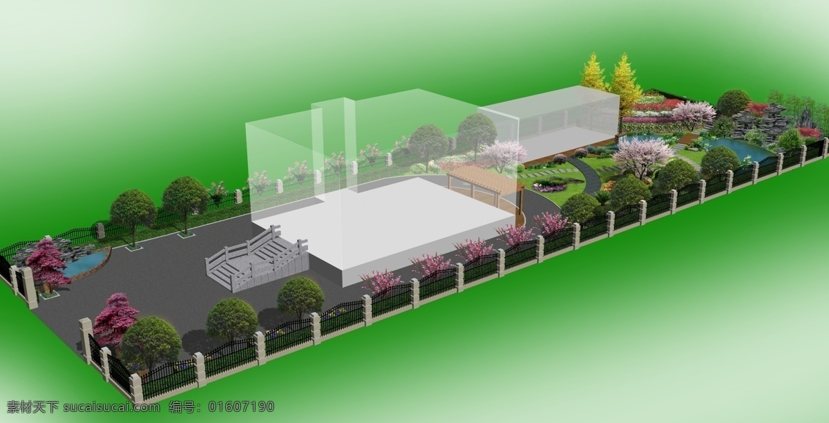 别墅 庭园 园林绿化 效果图 鸟瞰图 绿化 环境设计 园林设计