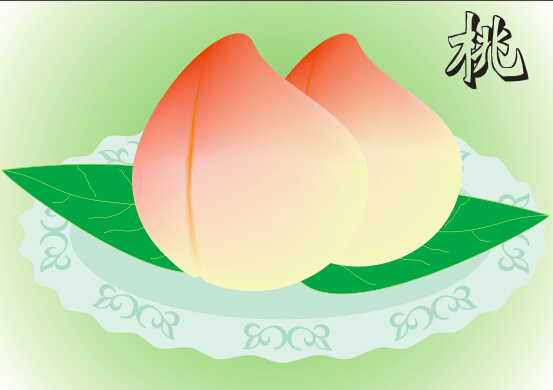 盤桃免費下載 盤子 桃子 葉子 盤桃 矢量圖 其他矢量圖