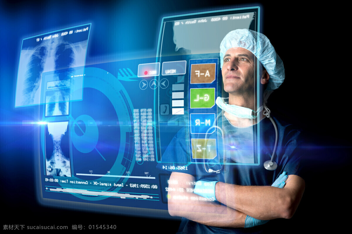 触摸屏 医生 屏幕 医务人员 医疗护理 现代科技