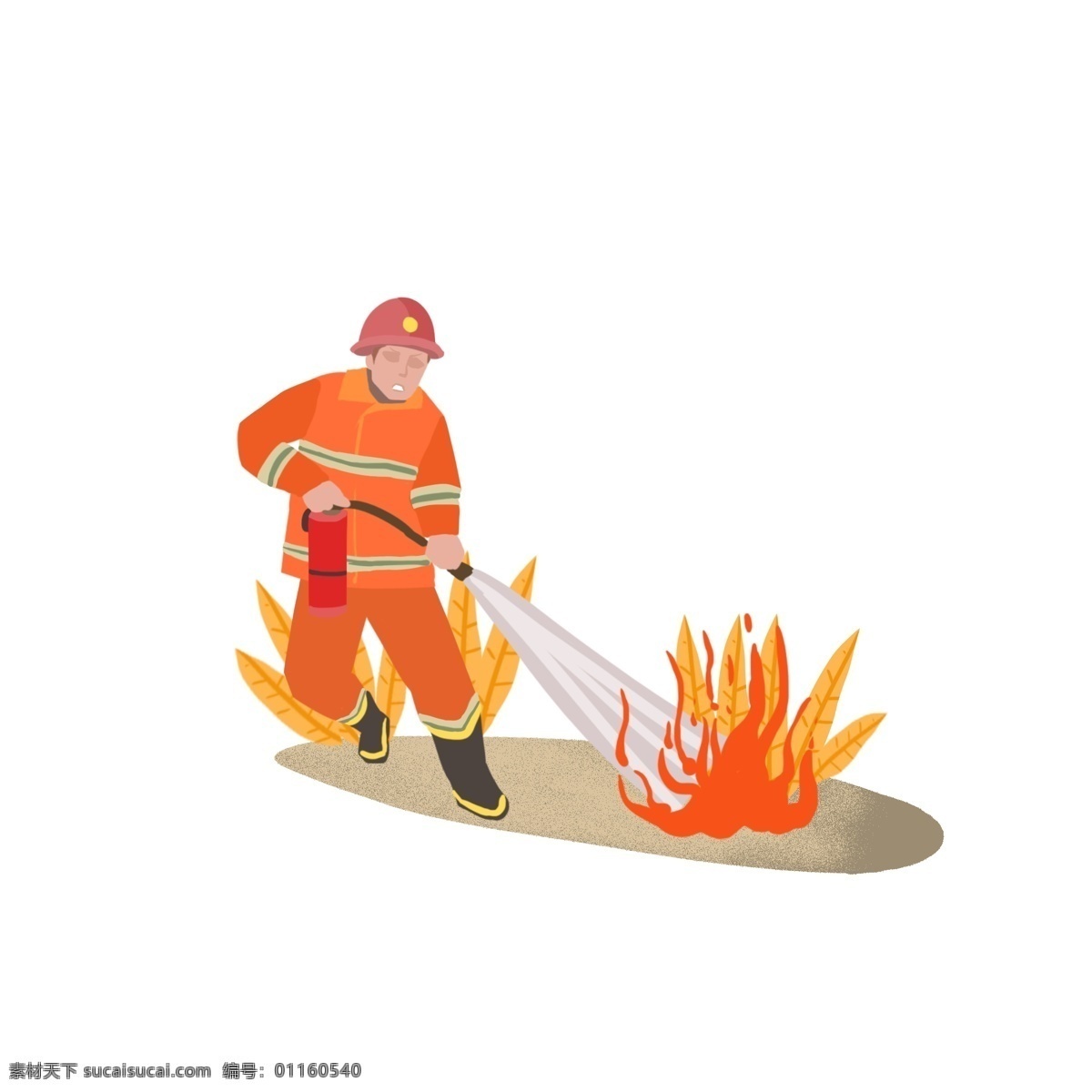 商用 高清 手绘 卡通 劳动节 消防员 可商用 消防栓 火