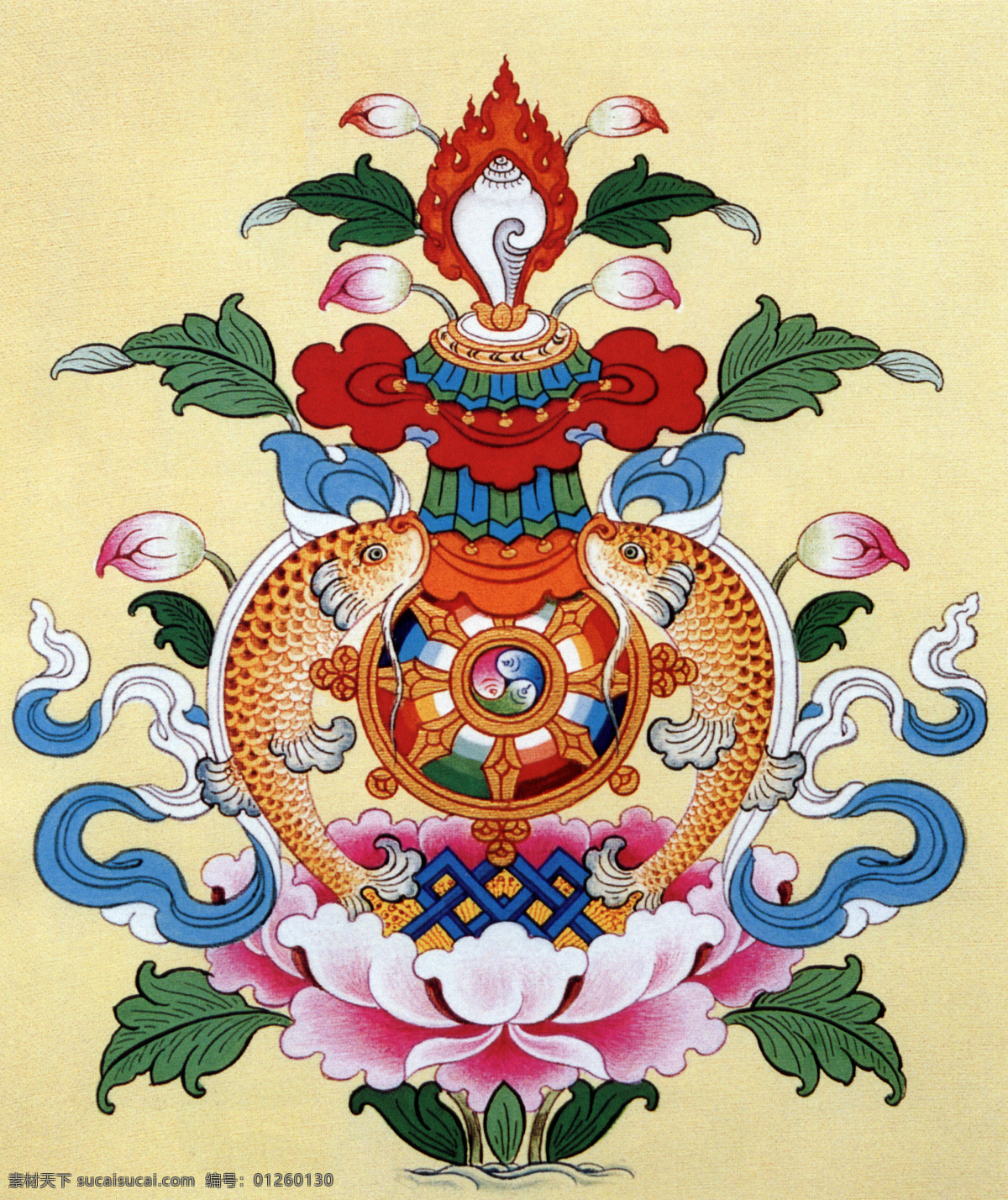 吉祥八宝 西藏美术 藏式图案 藏式壁画 藏式背景墙画 藏式图 文化艺术 传统文化 jp