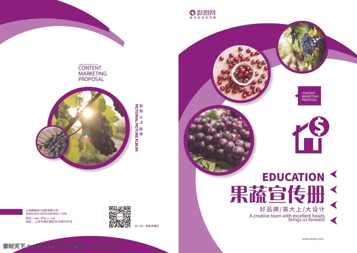 新鲜 果蔬 画册 整套 紫色 水果 蔬菜 营养 维生素 美食 健康 食品 食物 画册排版设计 餐饮画册 画册整套模板