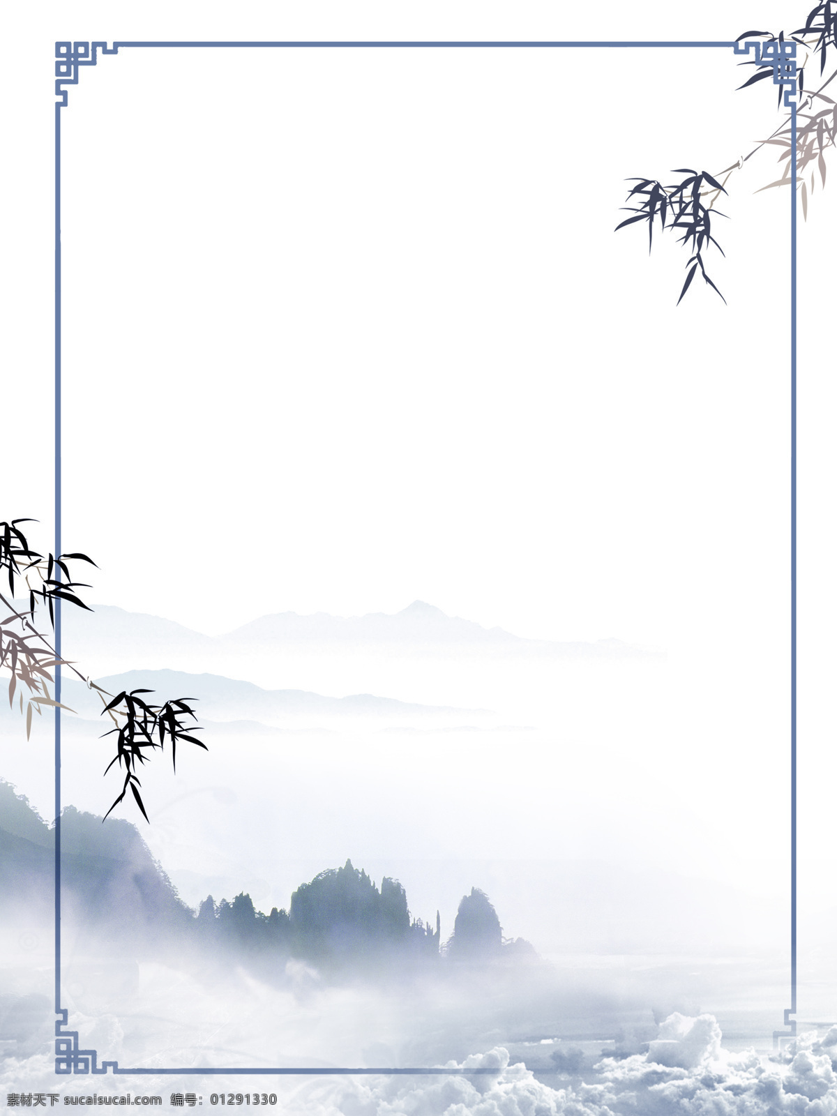 水墨 竹子背景 山水