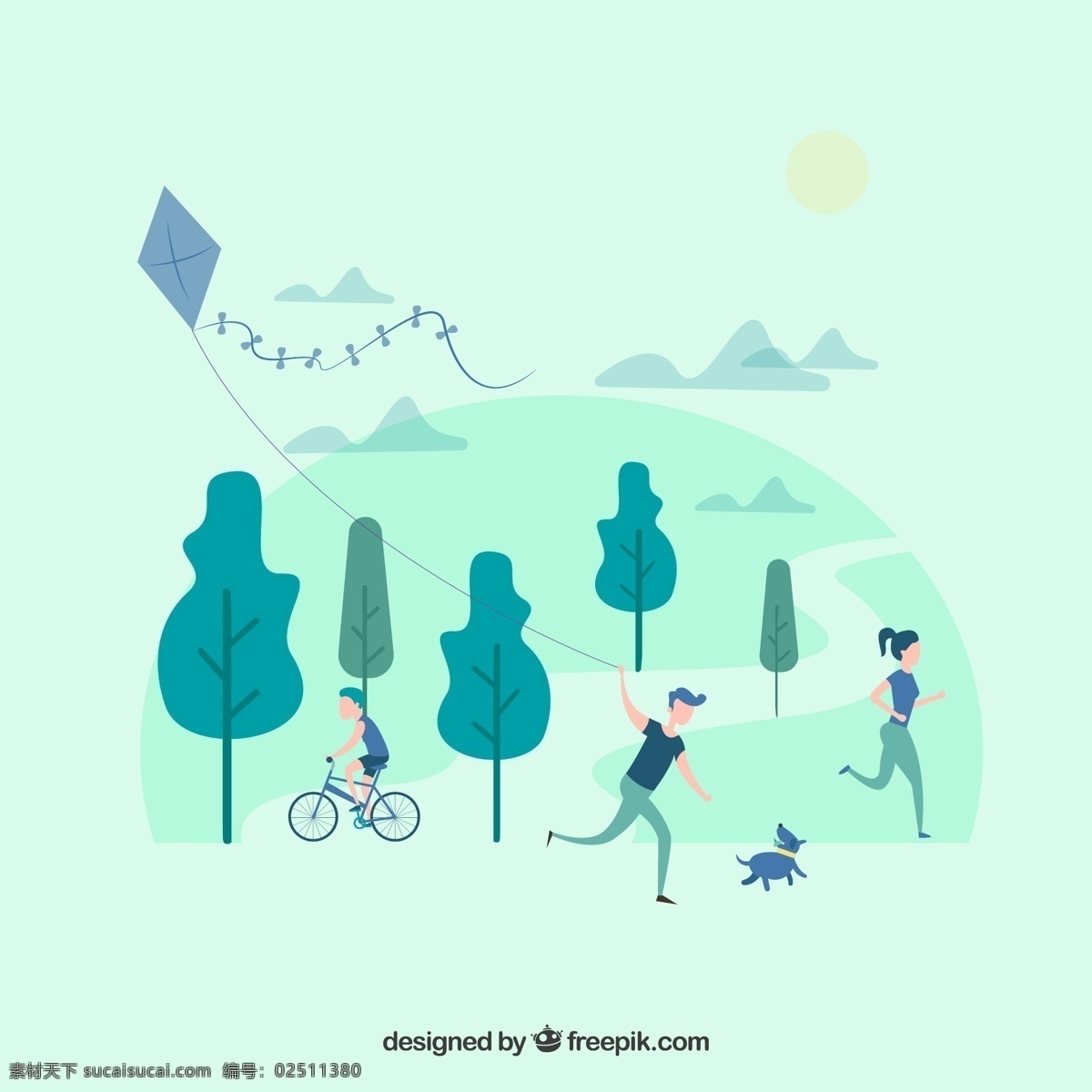 户外 休闲运动 人物图片 男子 女子 放风筝 单车 矢量 高清图片