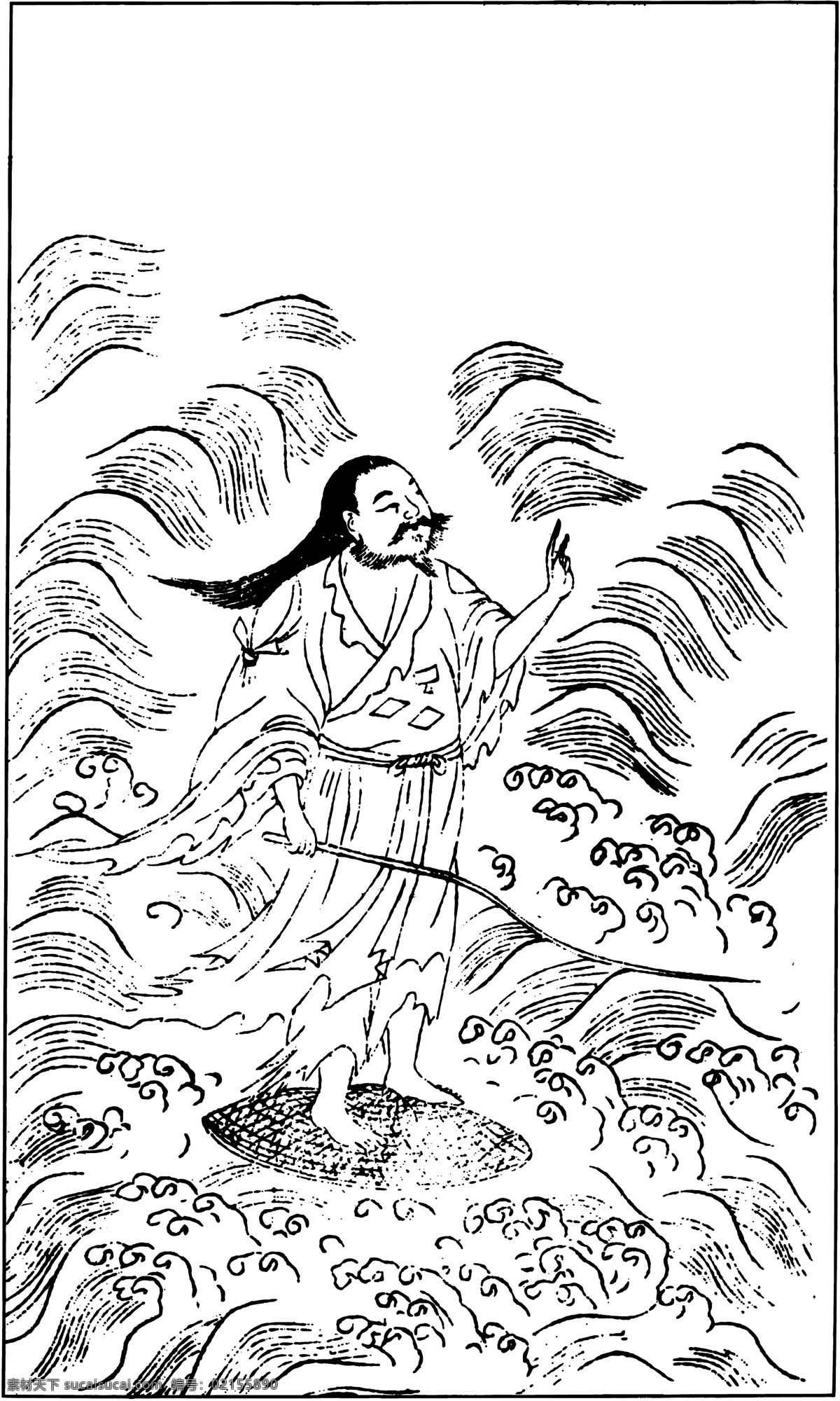 古板 畫 佛教 觀音 和尚 古板畫 佛教人士 矢量圖 矢量人物
