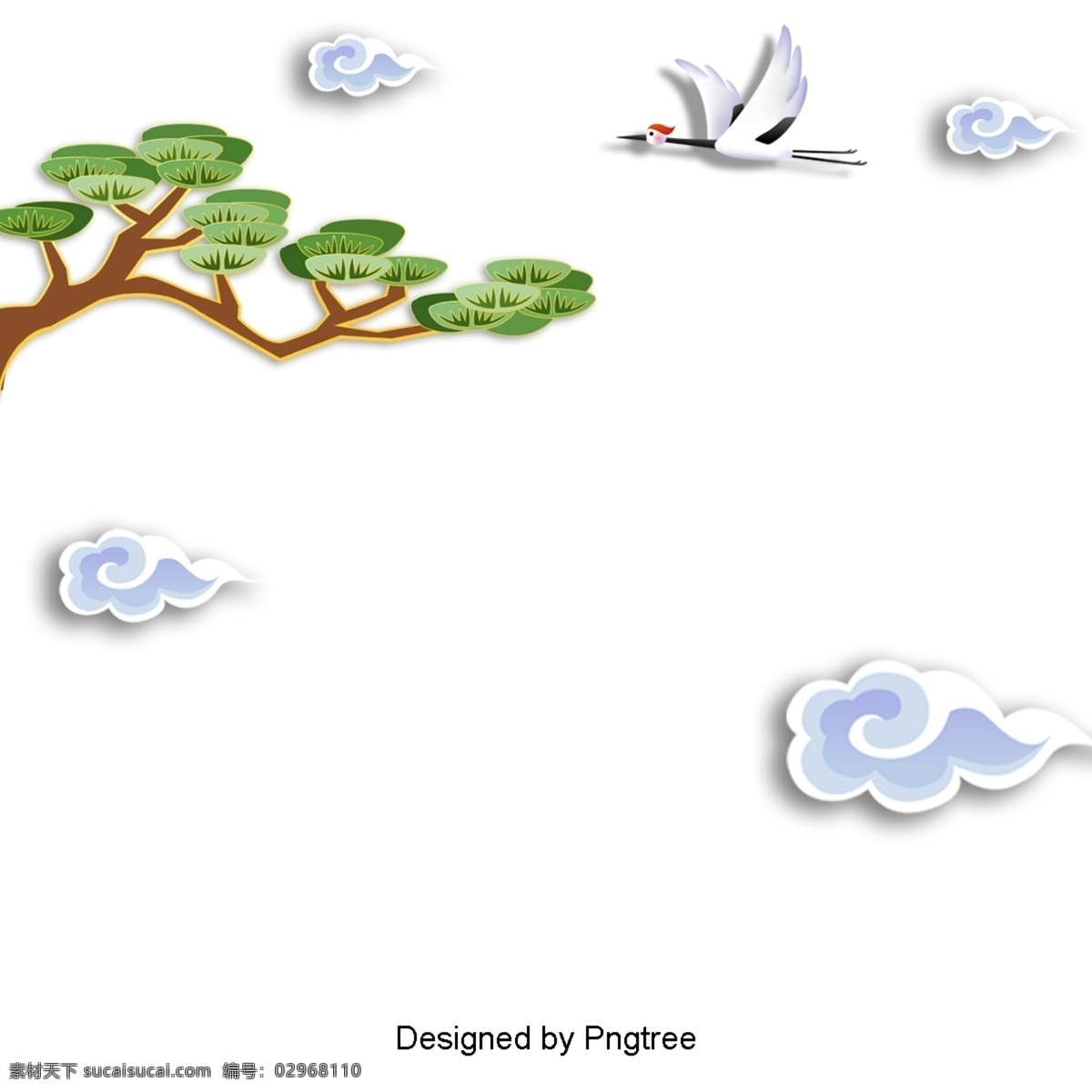 韩国 传统节日 新年 松树 起重机 插图 节日 吉祥 云松 树起 重机 向量