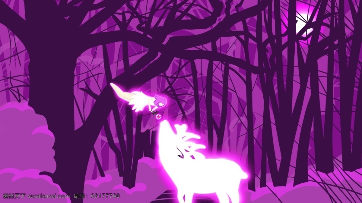 魔法 森林 系列 精灵 公主 王 满月 下 偶遇 紫色 草丛 树枝 治愈 鹿 林深见鹿 麋鹿 发光的鹿 森林之王 精灵公主 小精灵 魔法森林 发光的花 光球 月下偶遇