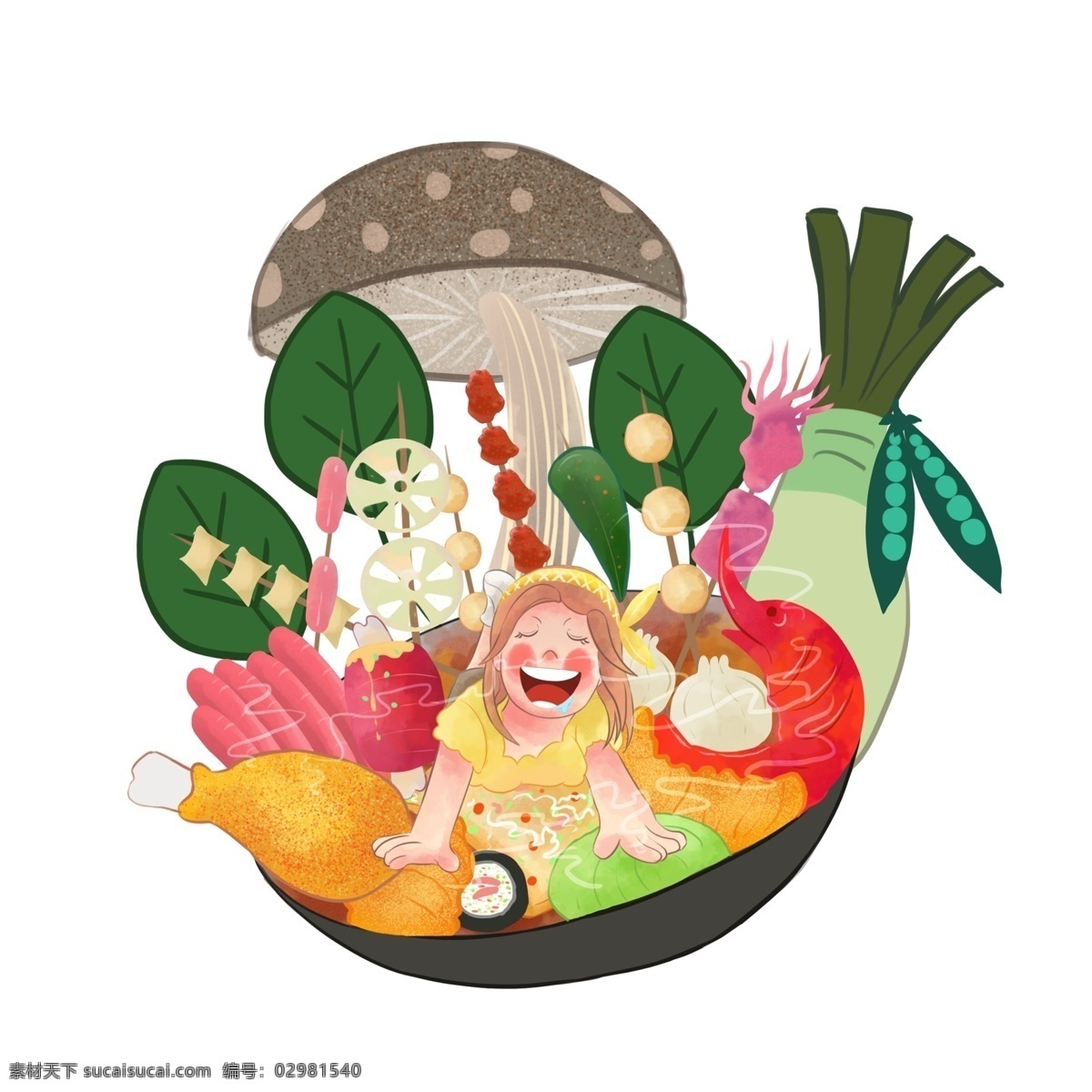 商用 吃貨 節(jié) 享受 美食 女孩 吃貨節(jié) 享受美食 可商用 手繪