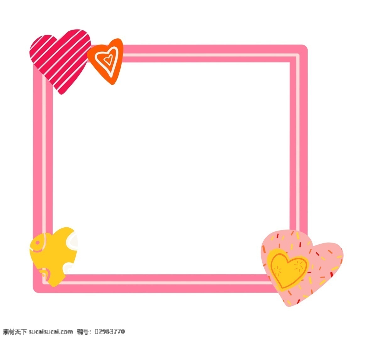 粉色 爱心 可爱 边框 粉色的边框 卡通边框 小物边框 物品边框 美丽边框 漂亮边框 黄色的爱心