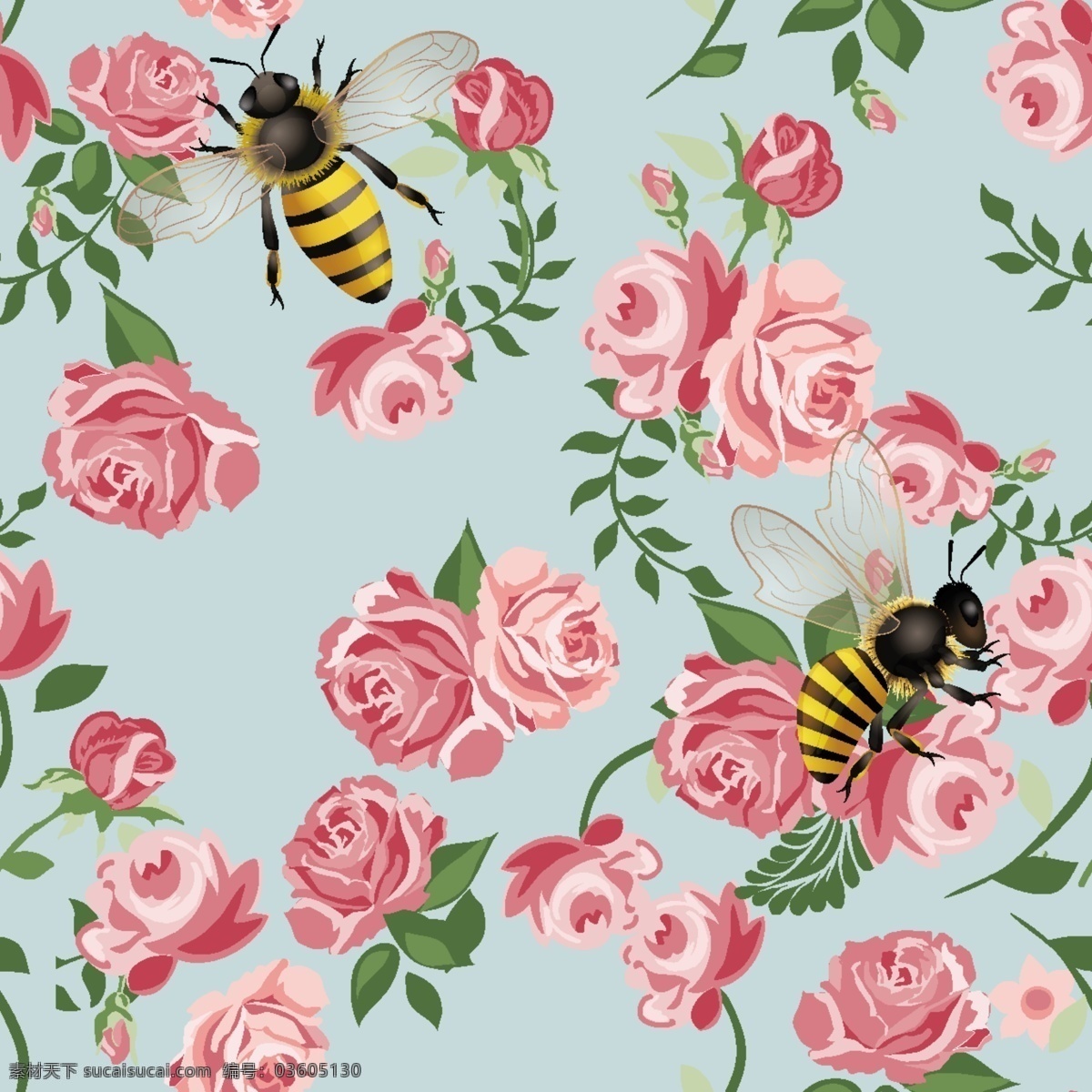手绘花 蜜蜂图片 手绘花图案 手绘花背景 乱花 花卉 花卉背景 手绘图案 数码印花 分层