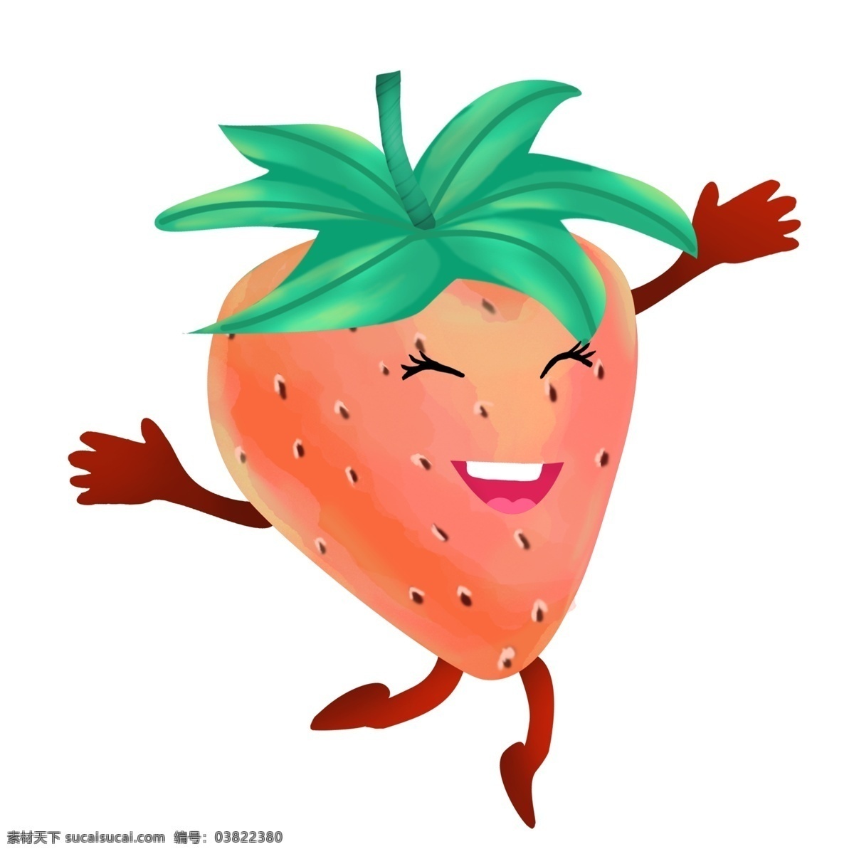 商用 高清 手绘 卡通 水彩 风 水果 表情 草莓 水彩风 卡通形象 可商用 可爱