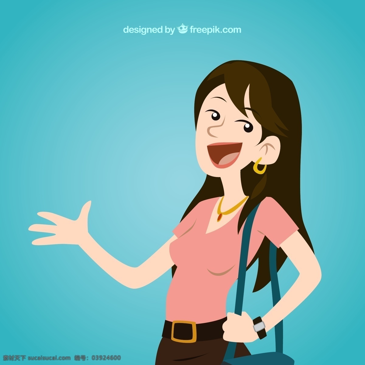 卡通 長發(fā) 女郎 背包 女子 女孩 矢量圖 矢量 高清圖片