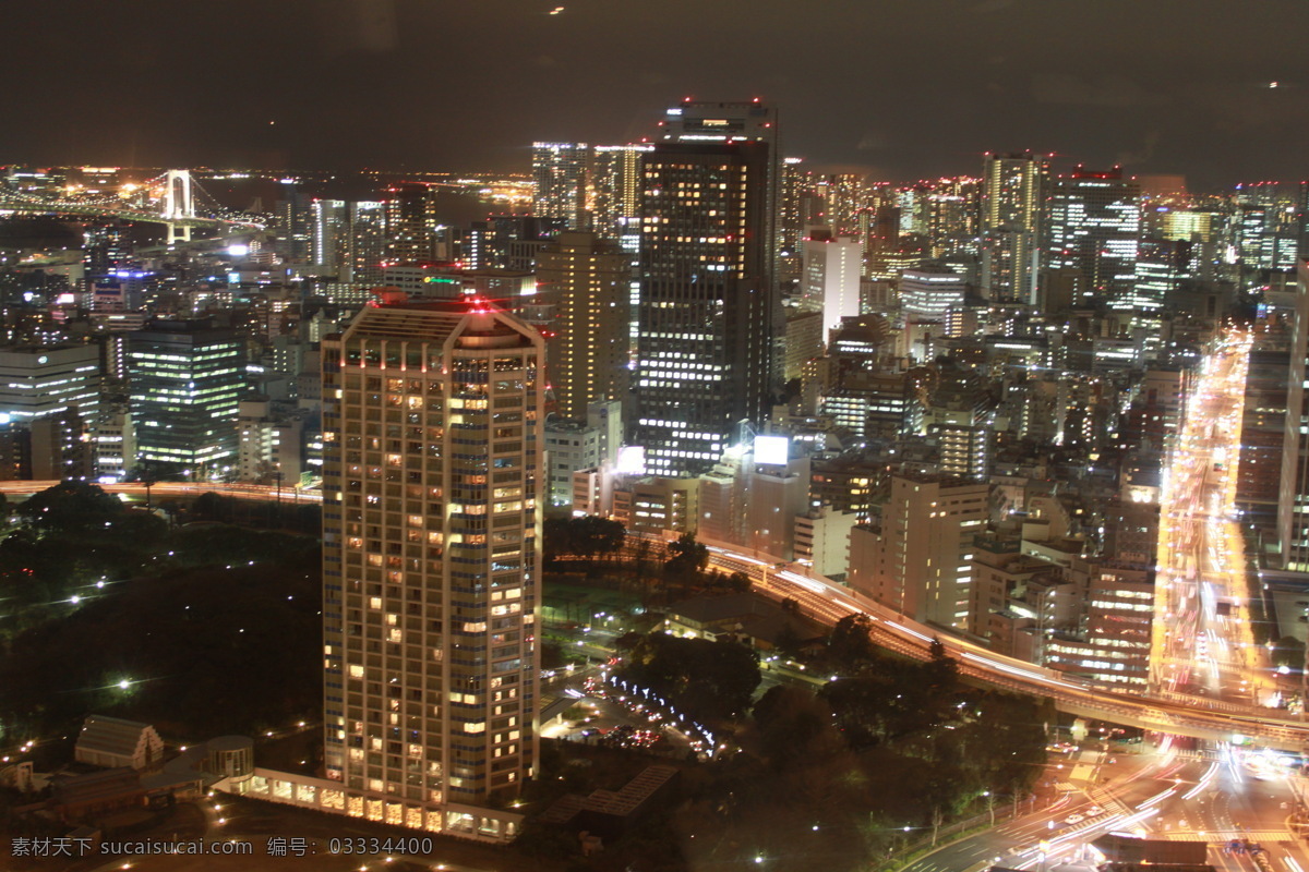 日本东京夜景 夜景 电灯 道路 高楼大厦 车灯 大楼 灯火 彩虹桥 路灯 国外旅游 旅游摄影