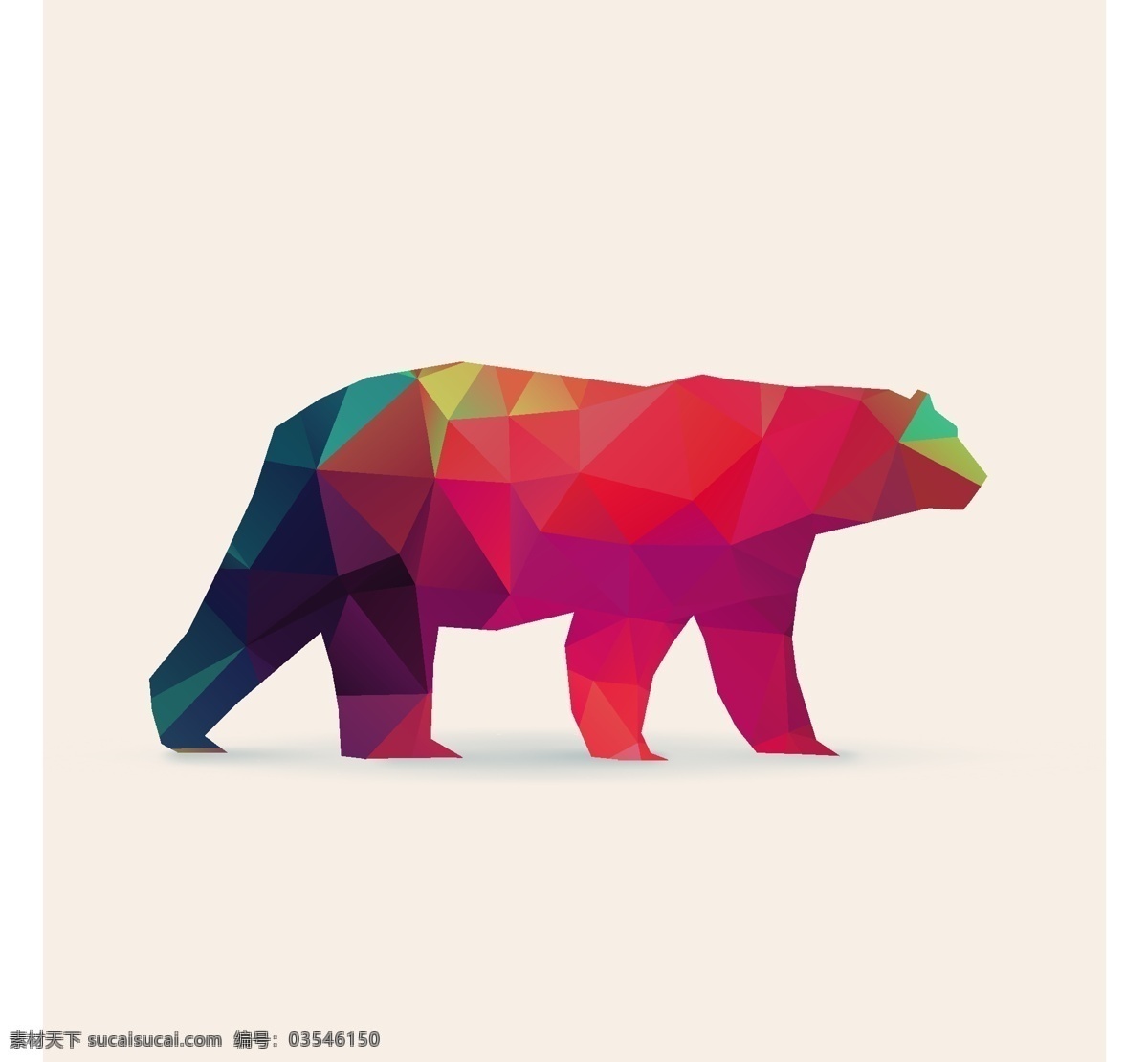 几何 动物 图形 北极熊 矢量 几何图形 多色 色块