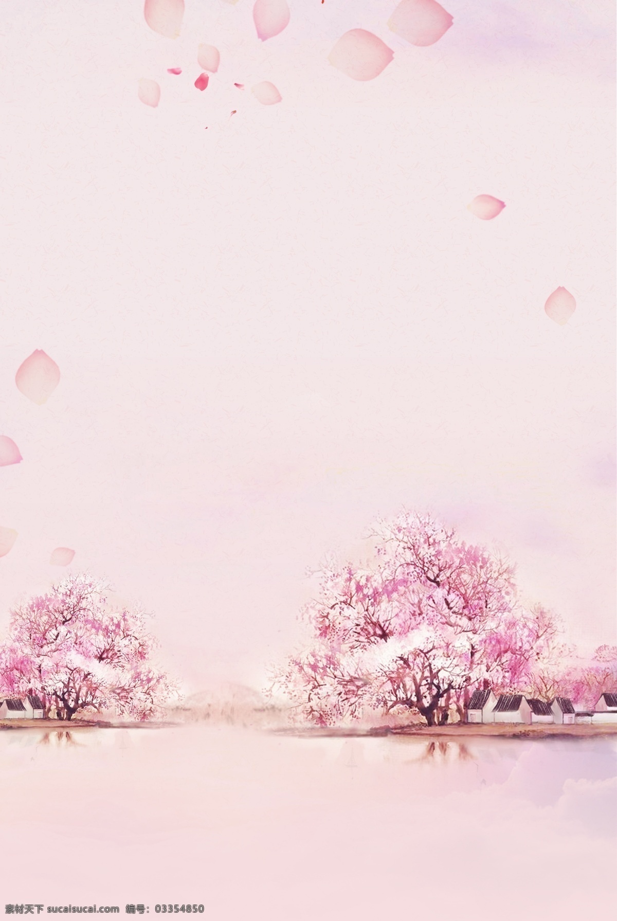 简单 桃花 树 倒影 背景 桃花节 春天 春季 唯美 清新 春季上新 桃花树 十里桃花 花瓣