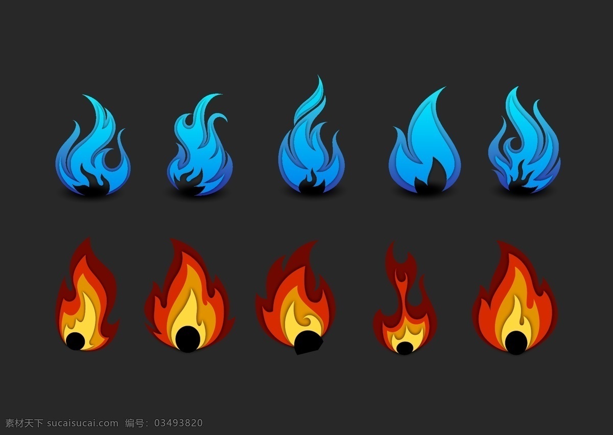 精美 卡通 红色 蓝色 火焰 红色火焰 火 火苗 火团 火种 精致 蓝色火焰