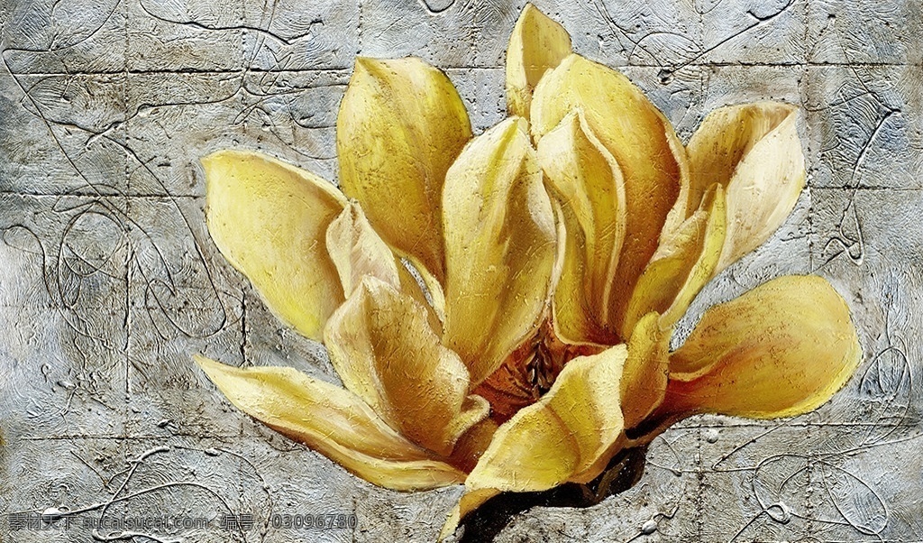 欧式 复古 水泥墙 静物 花朵 金色花朵 金色 油画 抽象 底纹边框 抽象底纹