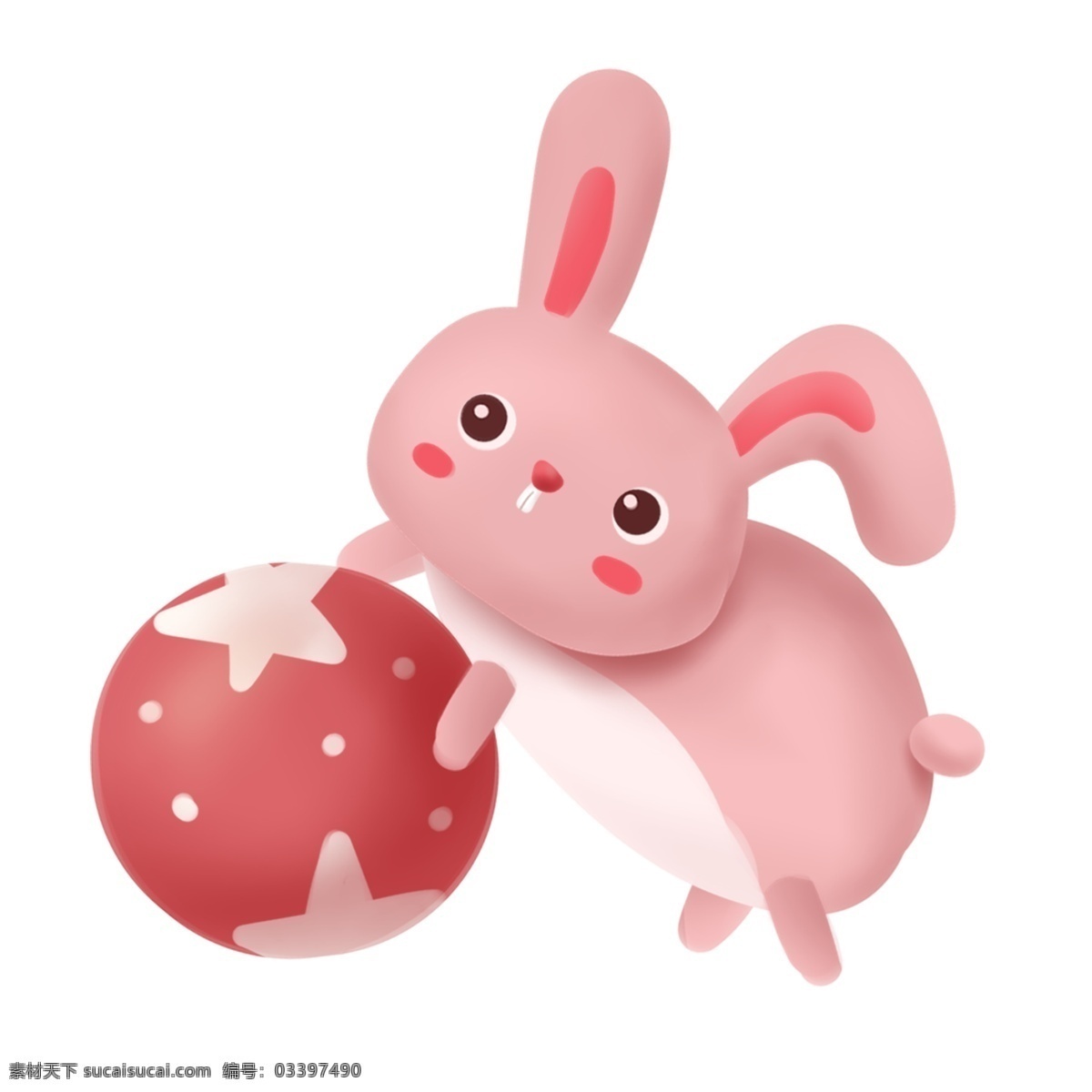 可爱 粉色 兔子 装饰 元素 装饰元素 动物 圆球 耳朵 活泼