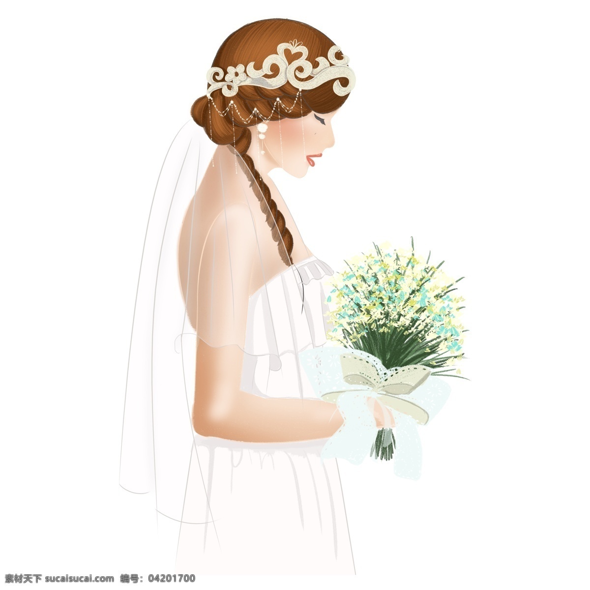 穿著 婚紗 女孩 元素 穿著婚紗 捧著花的新娘 元素設(shè)計(jì) 裝飾圖案 彩色元素 卡通元素 可愛元素