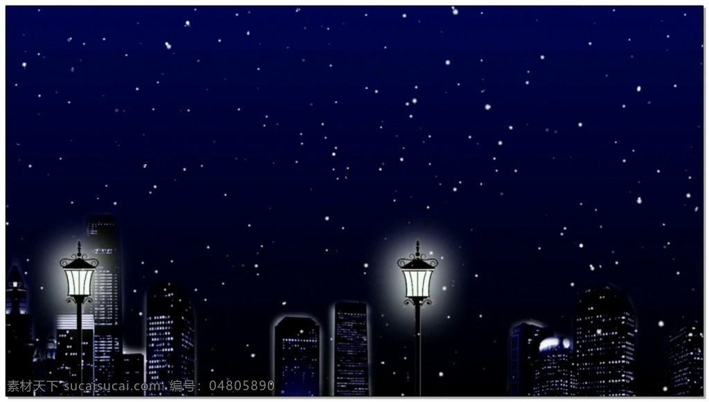 都市 夜景 視頻 全景展示 雪花 路燈 視頻素材 動態(tài)視頻素材