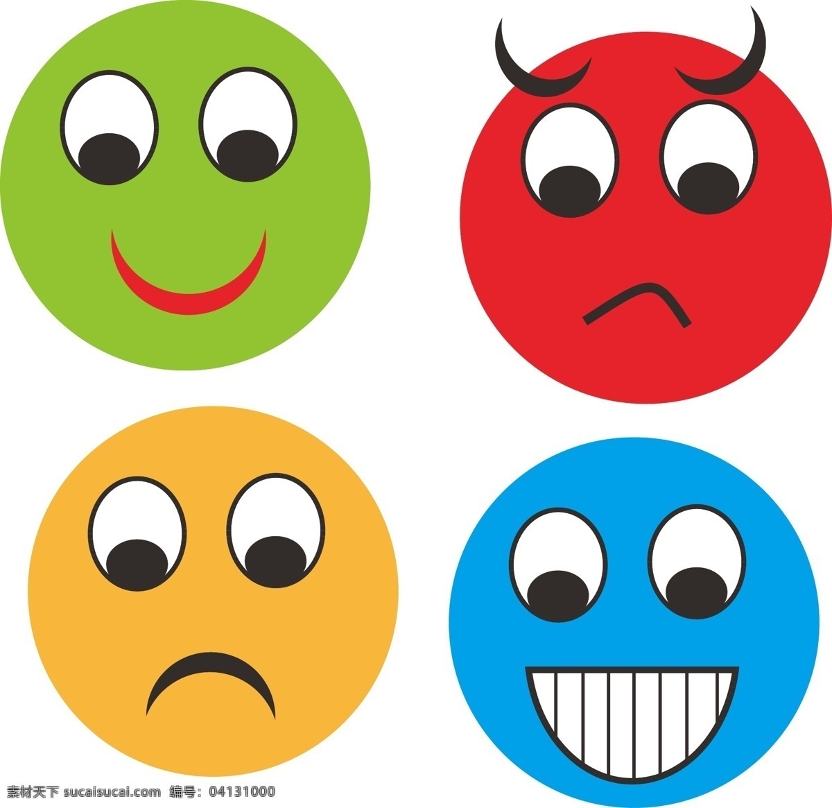 qq表情图 喜怒哀乐表情 四色表情 红色表情 蓝色表情 黄色表情 绿色表情 包装设计