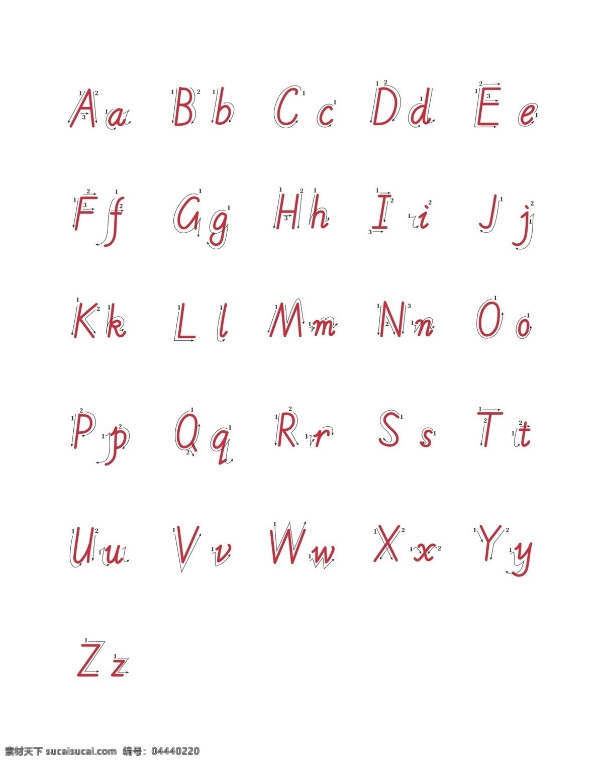英文 字母 书写 顺序 手写 幼儿 英语 学习 矢量 拼音 四线格 生活百科