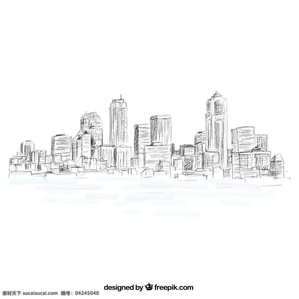 城市天际线 城市 大厦 绘制 建筑 天际线 绘画 手工 手绘 摩天大楼 图标 高清 源文件