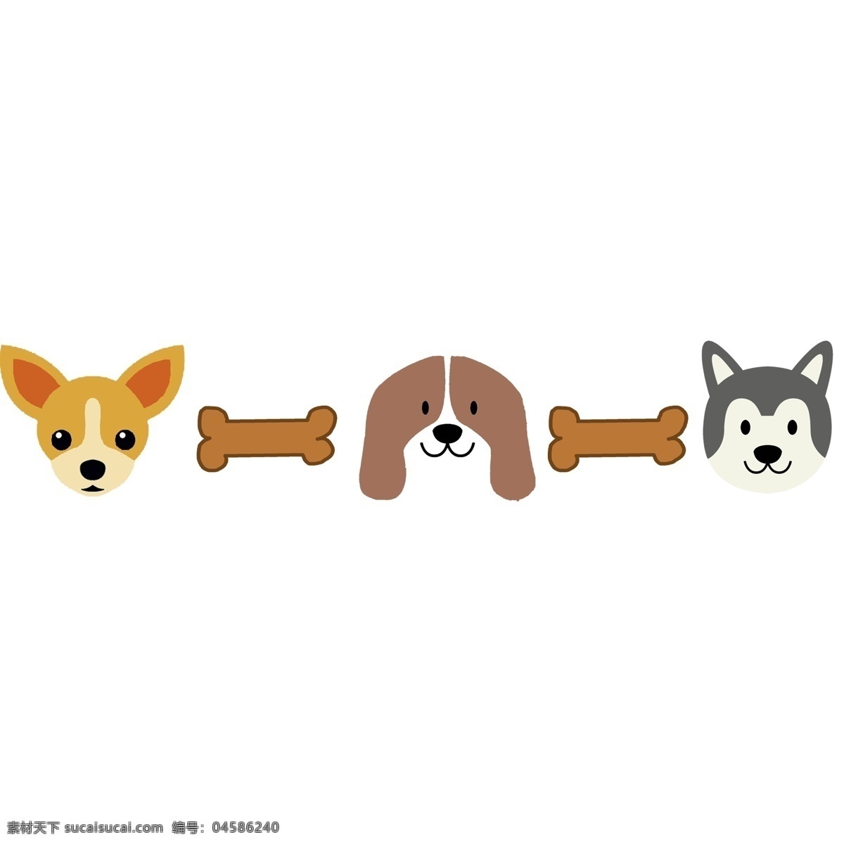 手绘 狗 分割线 插画 可爱的狗狗 卡通插画 手绘插画 分割线插画 狗狗啃骨头 漂亮的狗狗