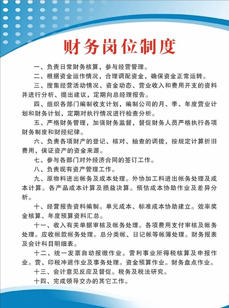 财务管理制度 制度牌设计 制度设计模板 展板设计模板 制度展板设计 蓝色展板设计
