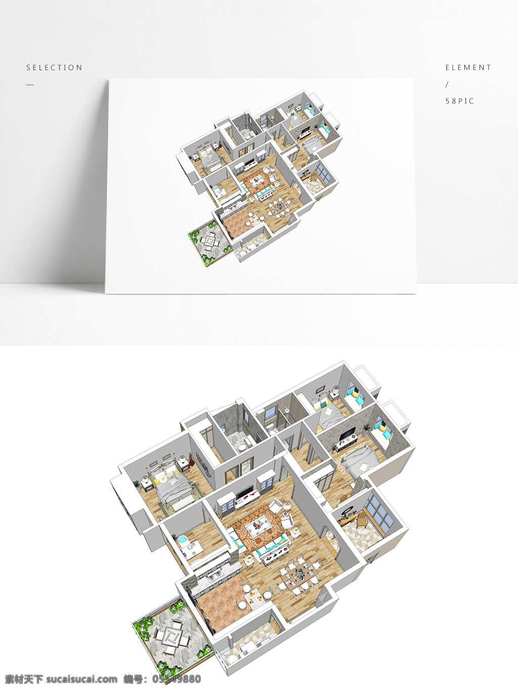 大平 层 户型 住宅 su 透视 模型 室内空间设计 住宅室内设计 样板房 3d模型 su模型 草图大师模型 家具模型