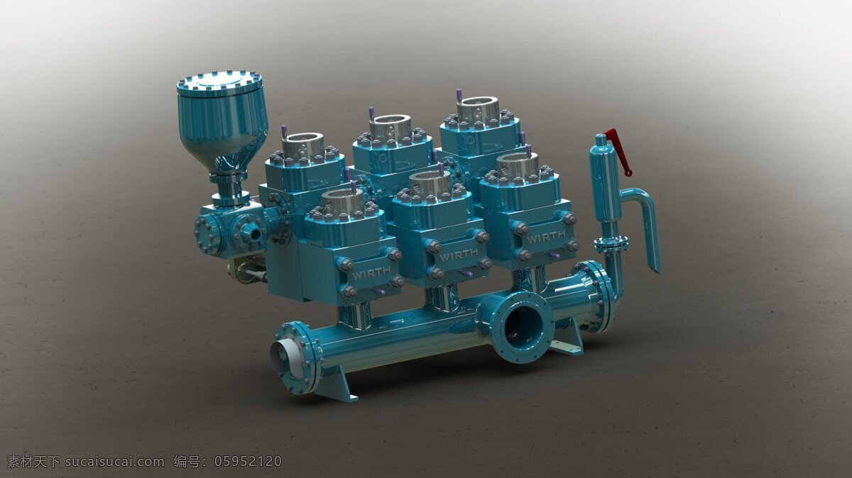 三 缸 泥浆泵 液力 端 油 机 泵 发明家 气 autodesk 3d模型素材 电器模型