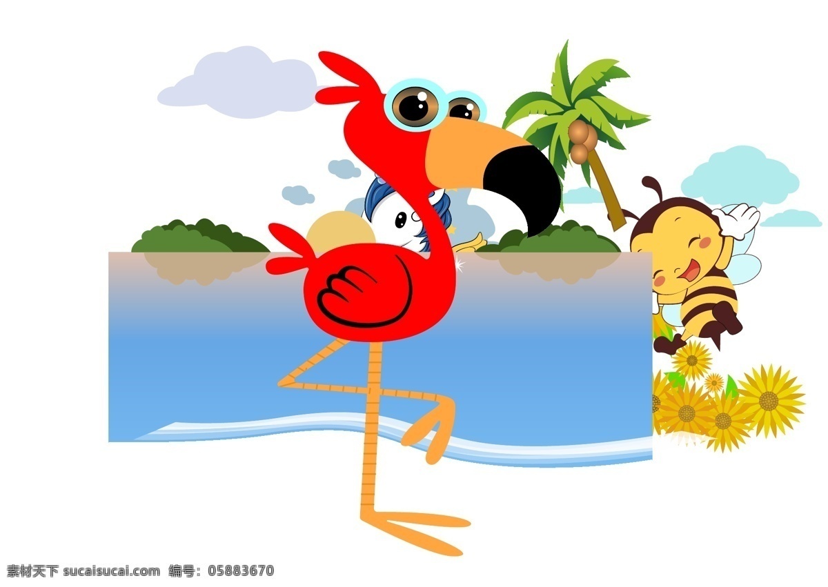 火烈鳥 卡通 動物 可愛 生物世界 鳥類