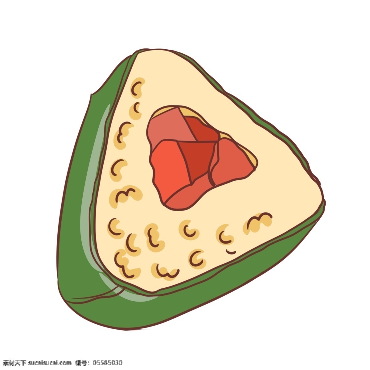 卡通 三角形 寿司 插图 卡通寿司 绿色 火腿 三角形寿司 肉松 美味可口 日本小吃