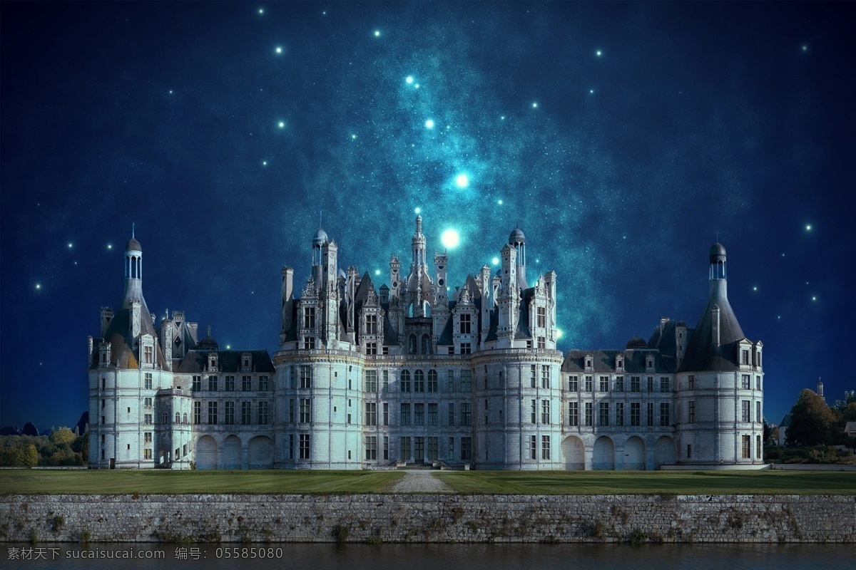 星空下的城堡 夜 星空 城堡 建筑 夜景 自然景觀 建筑園林