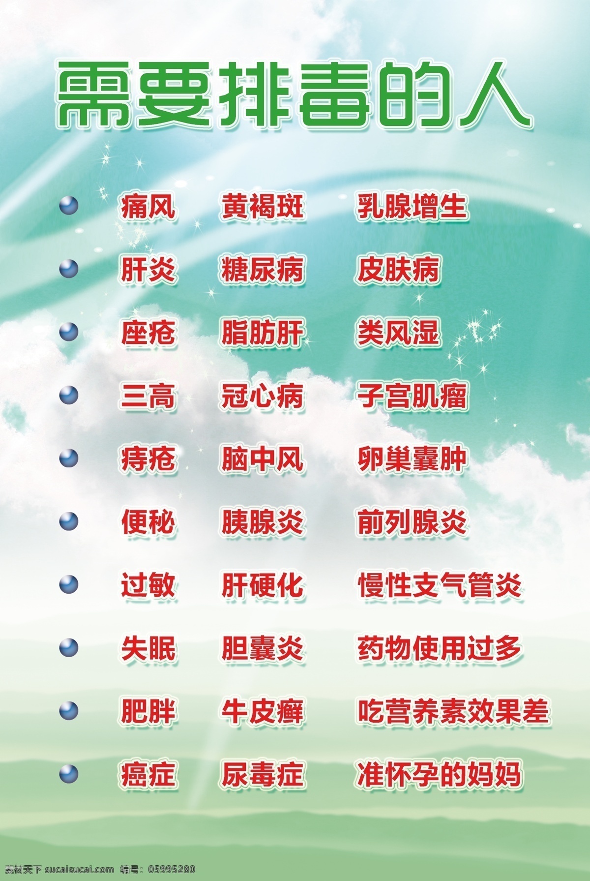 需要排毒的人 排毒 痛風(fēng) 肝炎 冠心病 過敏 慢性支氣管炎 藍(lán)天 前列腺 肝硬化 展板模板